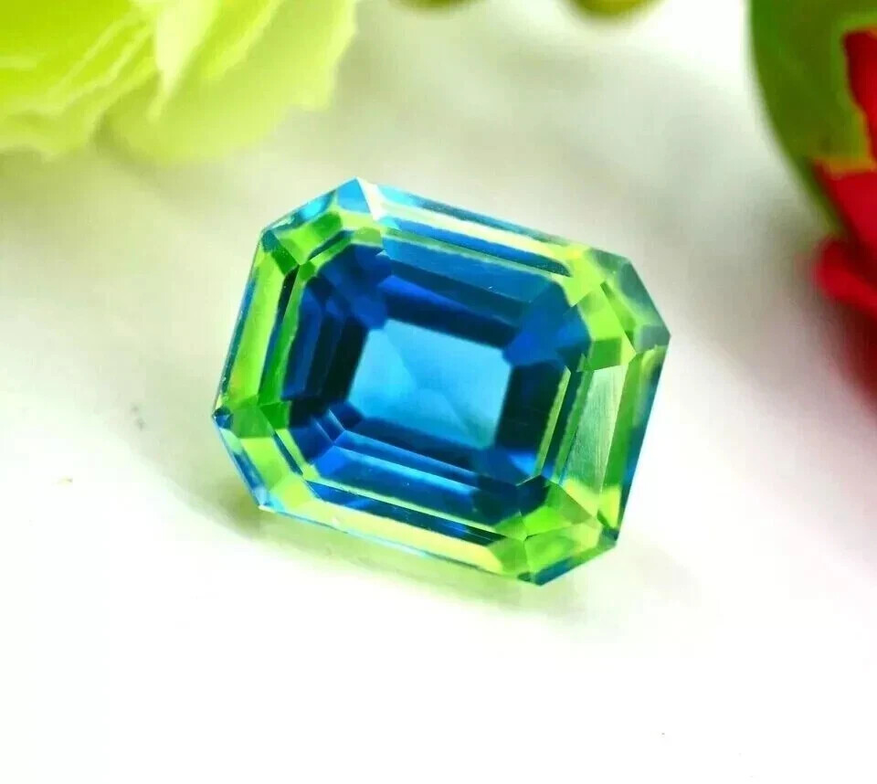 Natural Bi-Color Pitambari Sapphire Emerald 10-12CT Loose Certified Gemstone