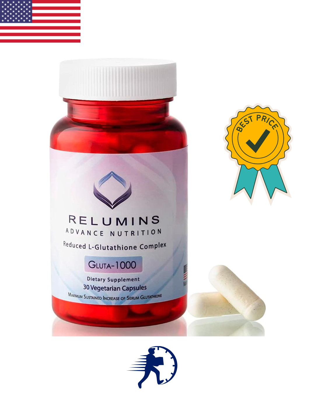 Relumins Advance Nutrition Gluta 1000 L-Glutathione Complex Capsule, 30 ct