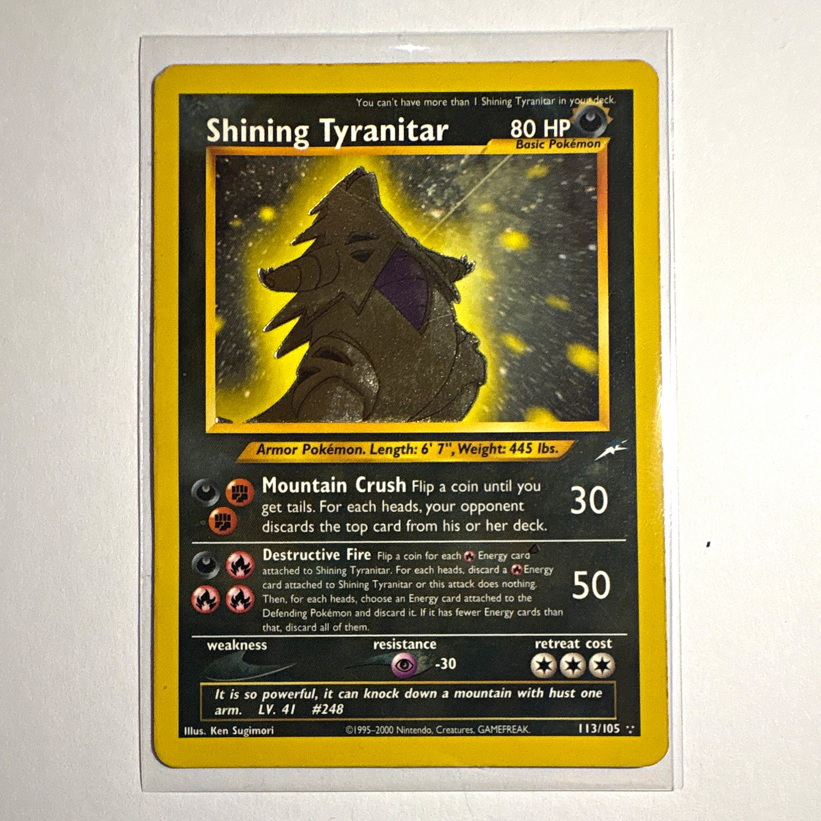 Shining Tyranitar Neo Destiny 113/105 Holo Secret Rare ENG 80 HP