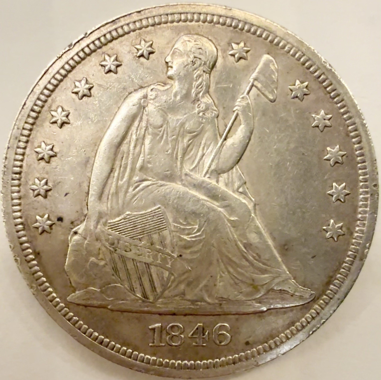 1846 liberty seated dollar, AU/BU 1846 liberty seated dollar, AU/BU