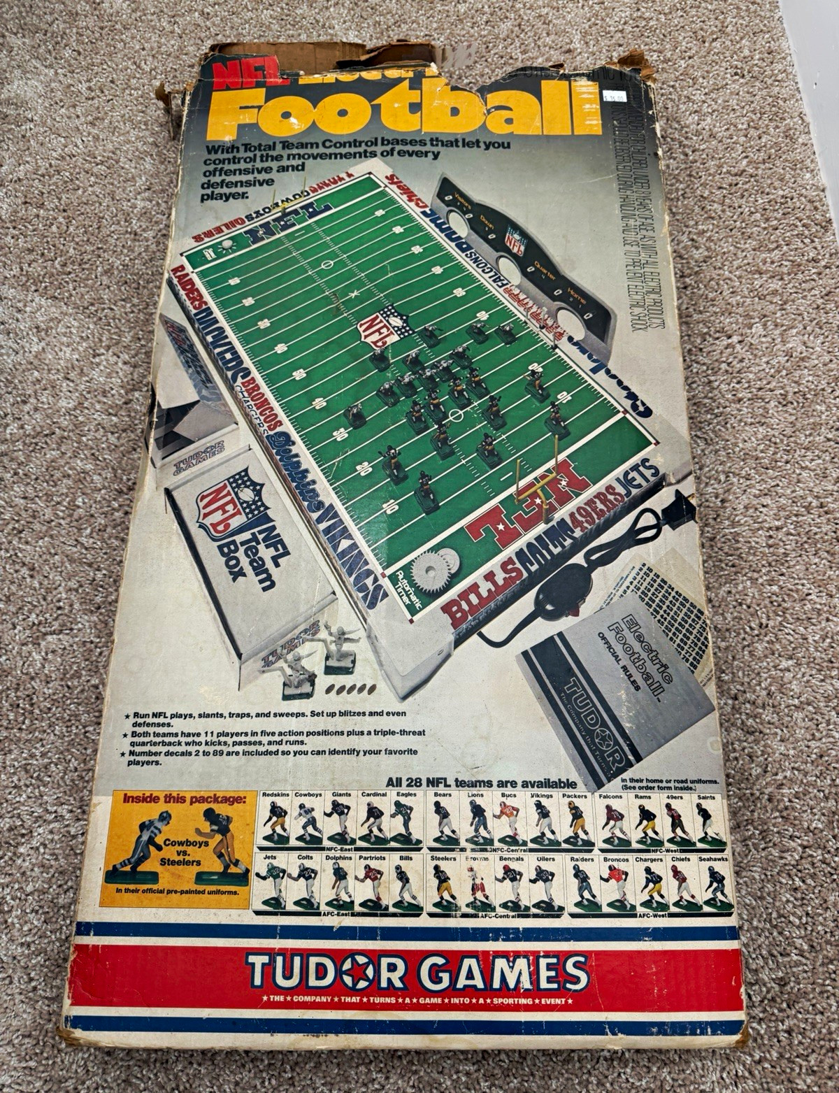 Tudor Games NFL Electric Football Electronic Game Steelers Cowboys WORKS