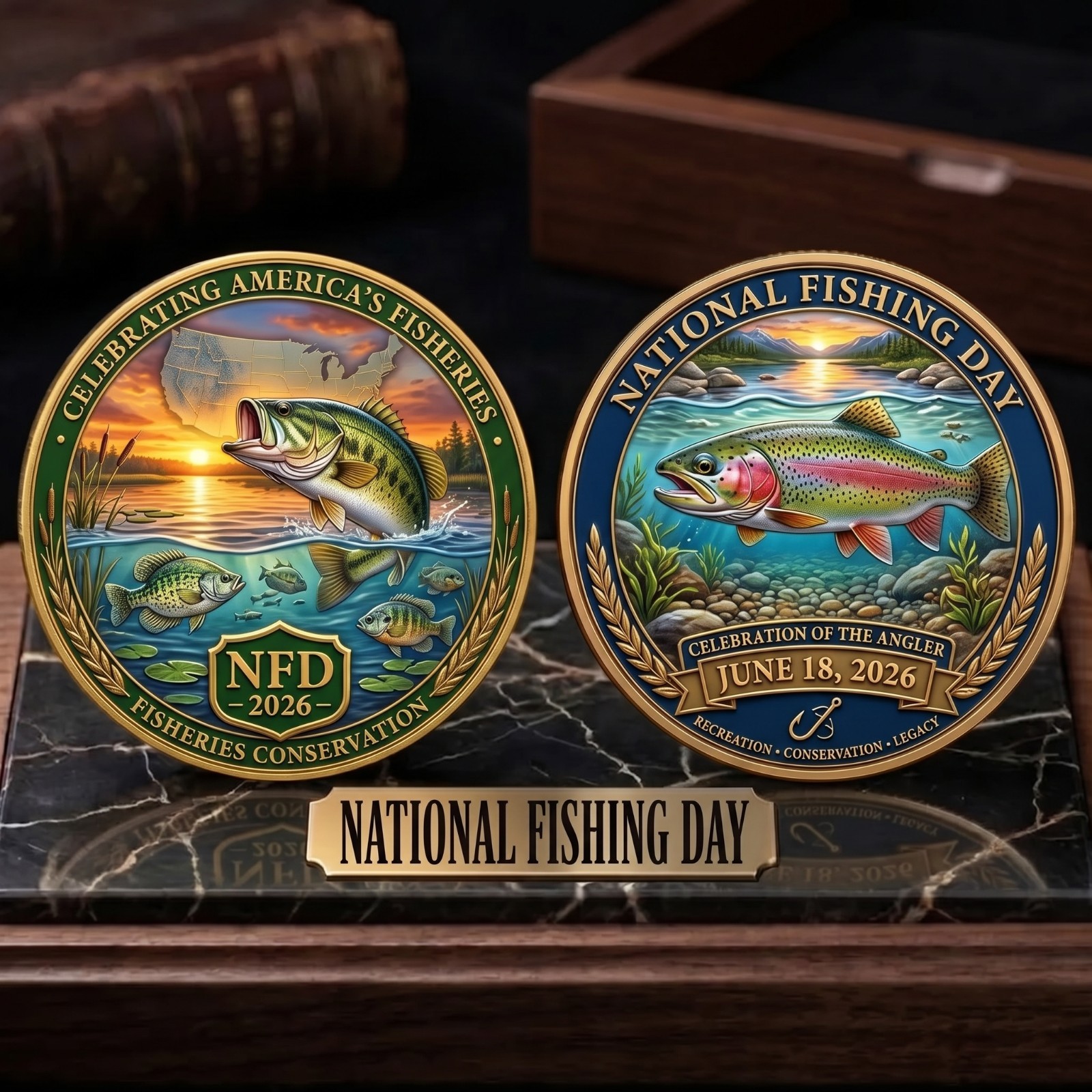 National Fishing Day June 18 2026 Commemorative Coin EZS322