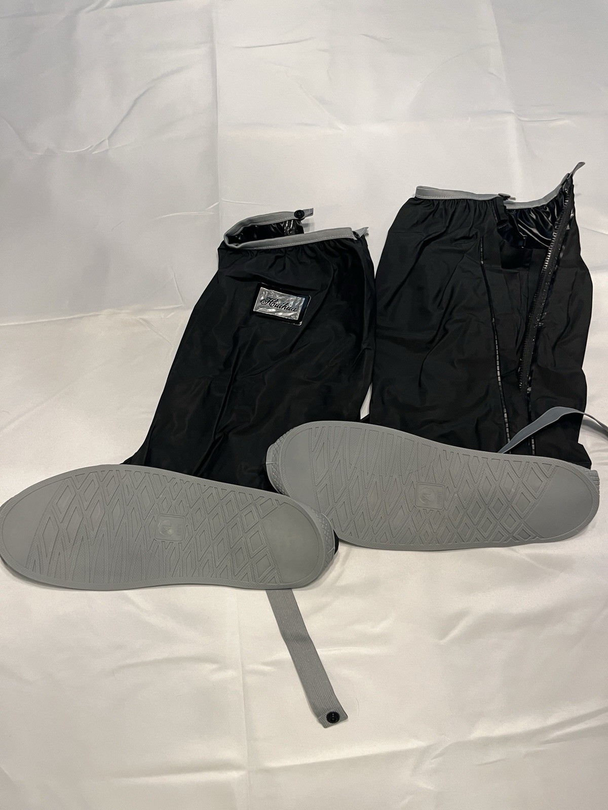 Waterproof Rain Shoe Covers XL 43-45 Black Non-Slip Zip Overshoes 32cm New