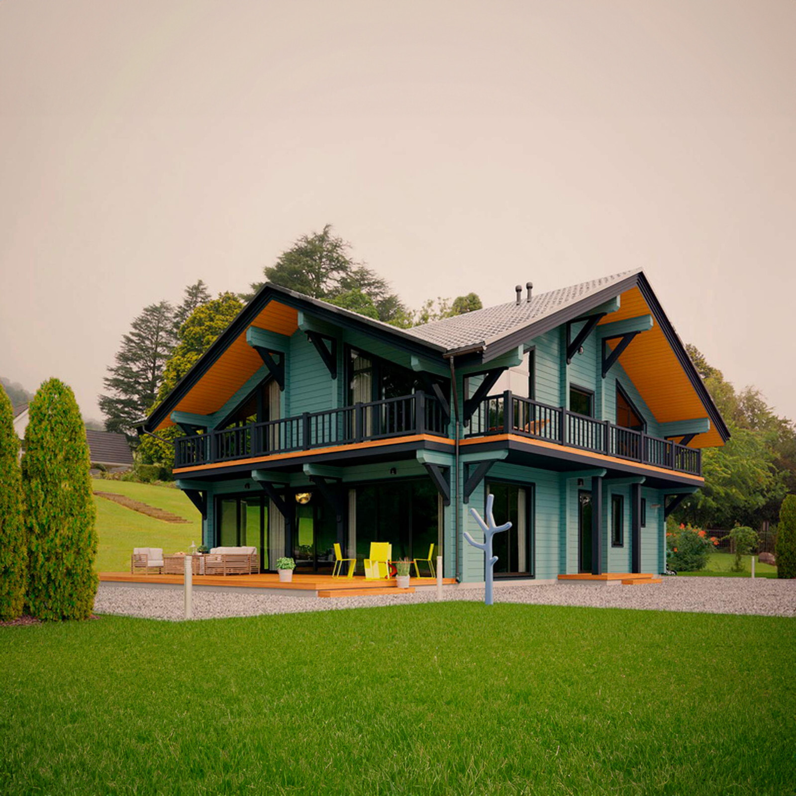 PREFAB LOG CABIN HOME KIT NATURAL WOOD 2691 ft² / 250 m²  - DISCOUNT CARD 3% off