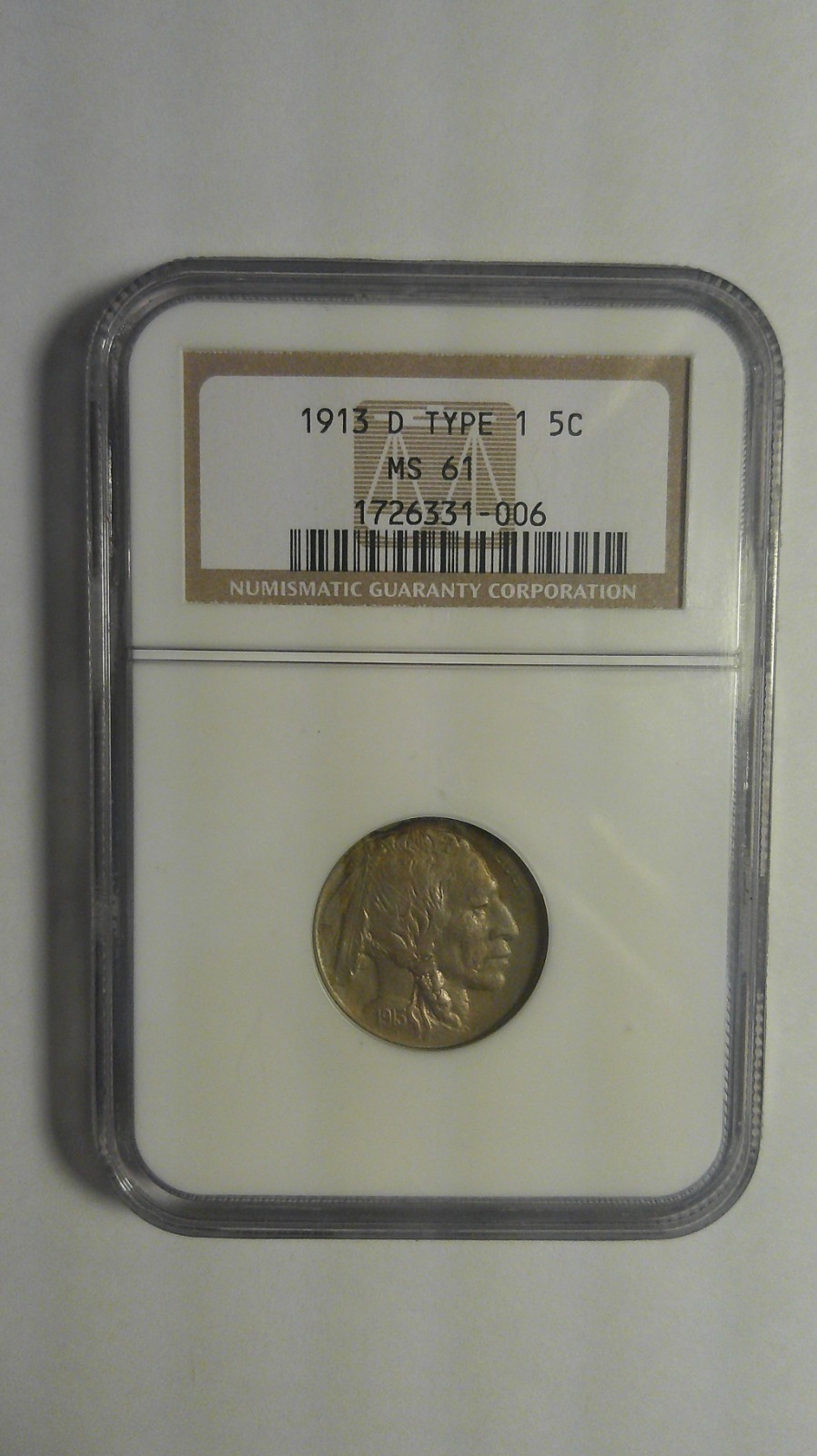 1913-D Buffalo Nickel Type 1- NGC MS 61 - Great Toned Eye Appeal - Strong Strike