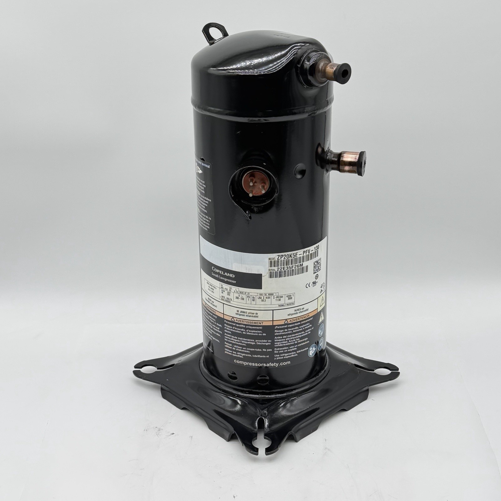 NEW Copeland ZP20K5E-PFV-130 / ZP20K5E-PFV-830 Compressor R410a 208/230V 2 Ton NEW Copeland ZP20K5E-PFV-130 / ZP20K5E-PFV-830 Compressor R410a 208/230V 2 Ton