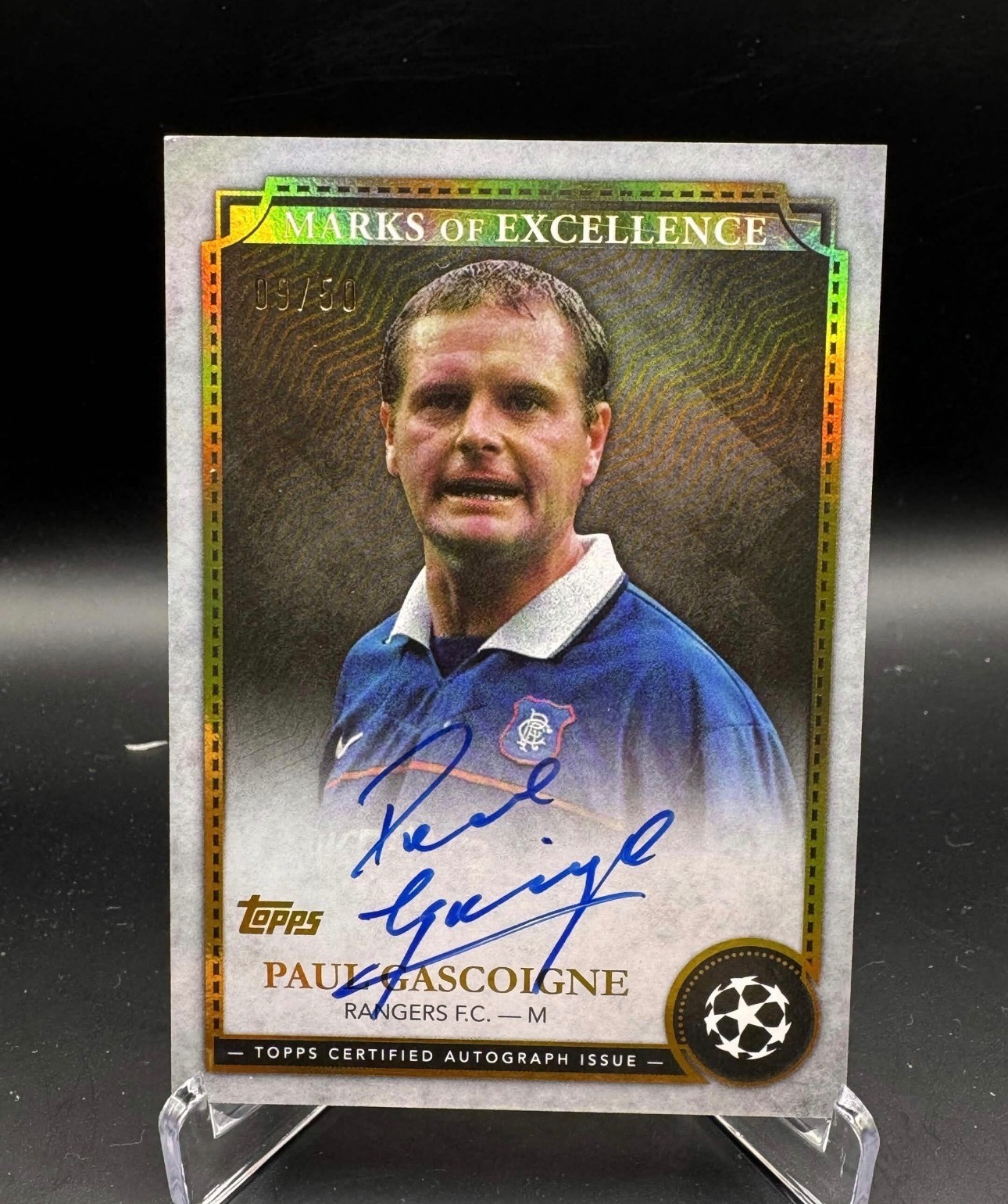 Topps UCC 2023/24 Paul Gascoigne Marks Of Excellence On Card Auto /50 Rangers