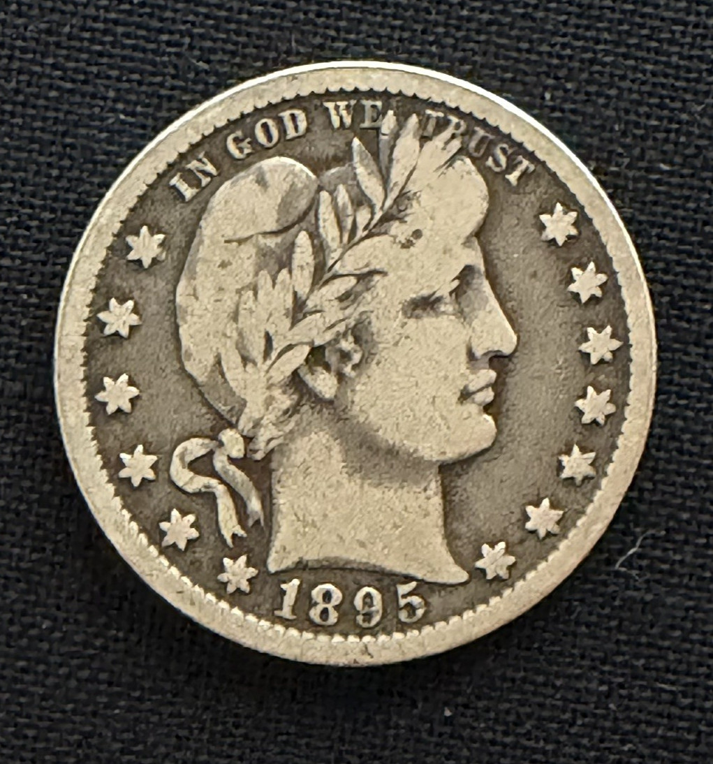 1895 o  Barber Silver Quarter 25C Partial \
