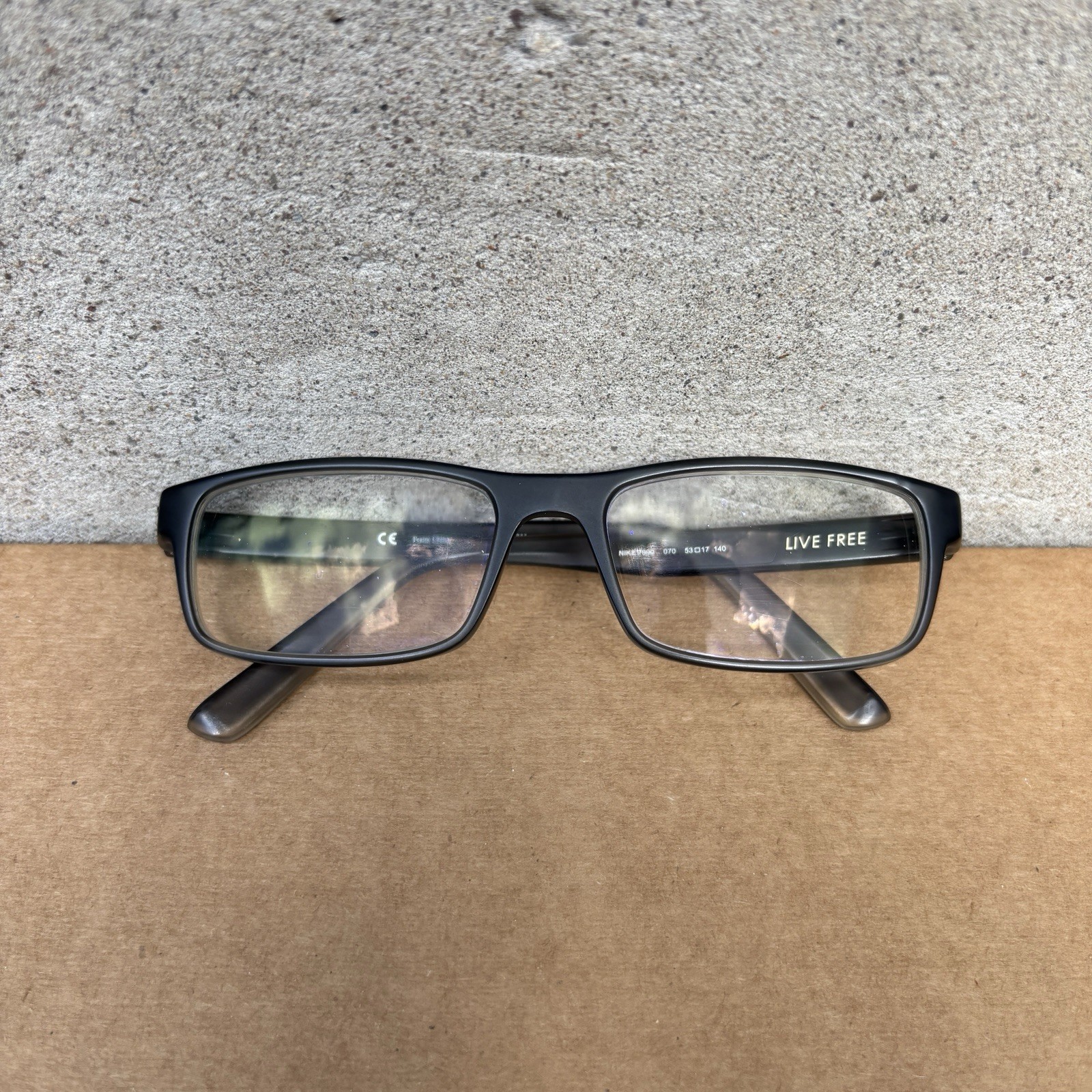 Nike 7090 Men\'s Gray Rectangular Full Rim Plastic Eyeglass Frames 53-17-140