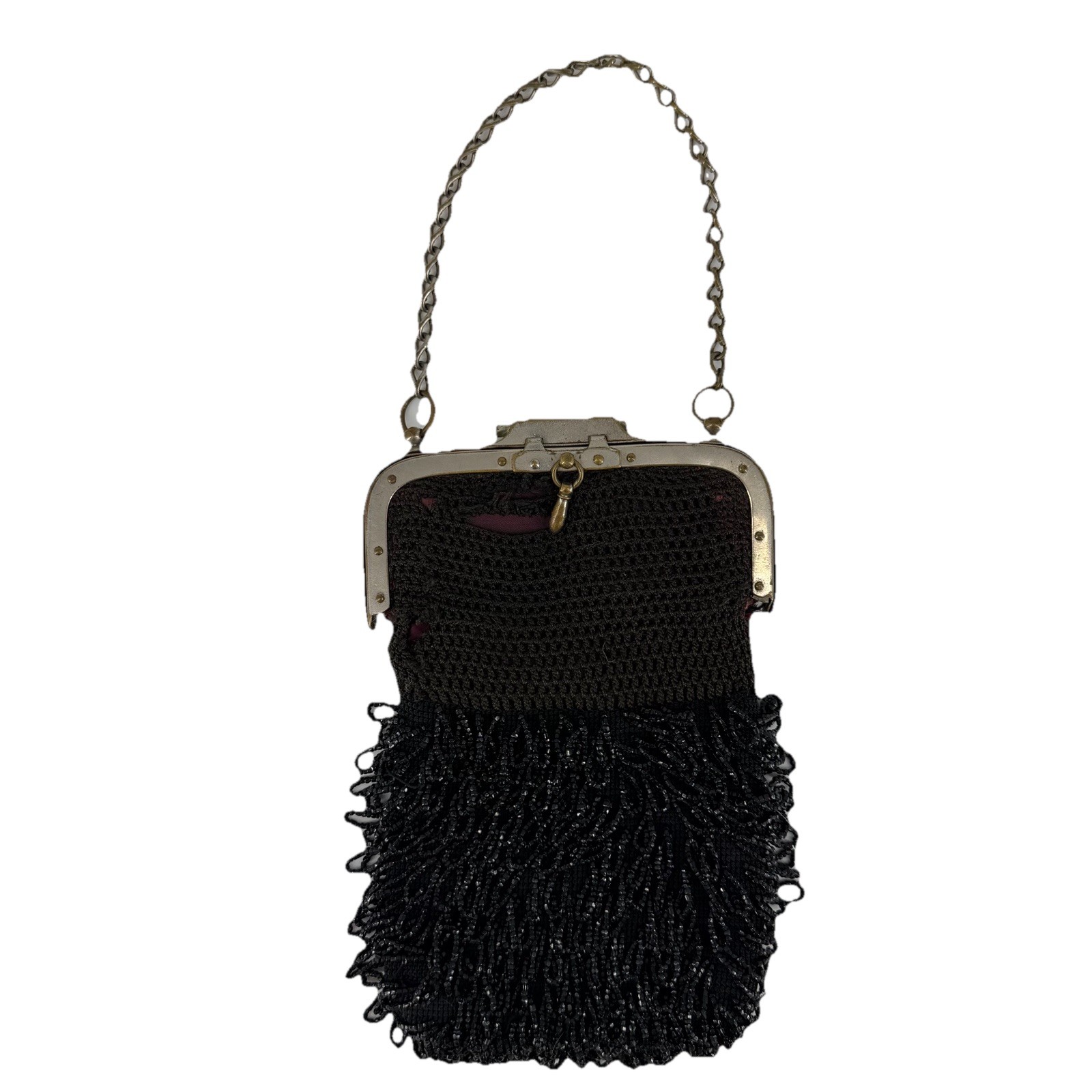 Beaded Flapper Fringe Purse with Metal Frame & Handle 1920s 30s Vintage Beaded Flapper Fringe Purse with Metal Frame & Handle 1920s 30s Vintage