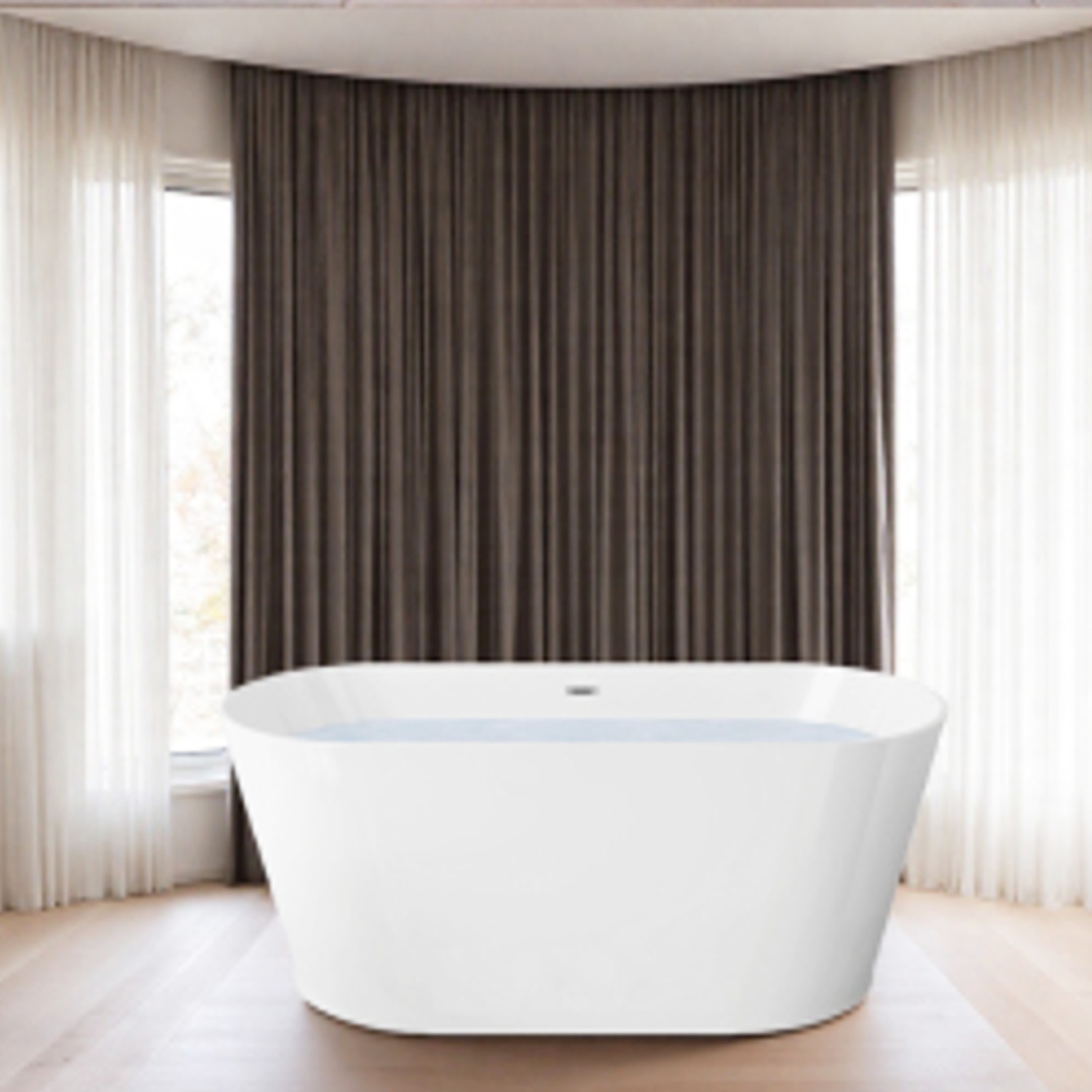 Durable 59 inch Acrylic Soaking Tub Glossy White Finish Freestanding Bathtub Durable 59 inch Acrylic Soaking Tub Glossy White Finish Freestanding Bathtub