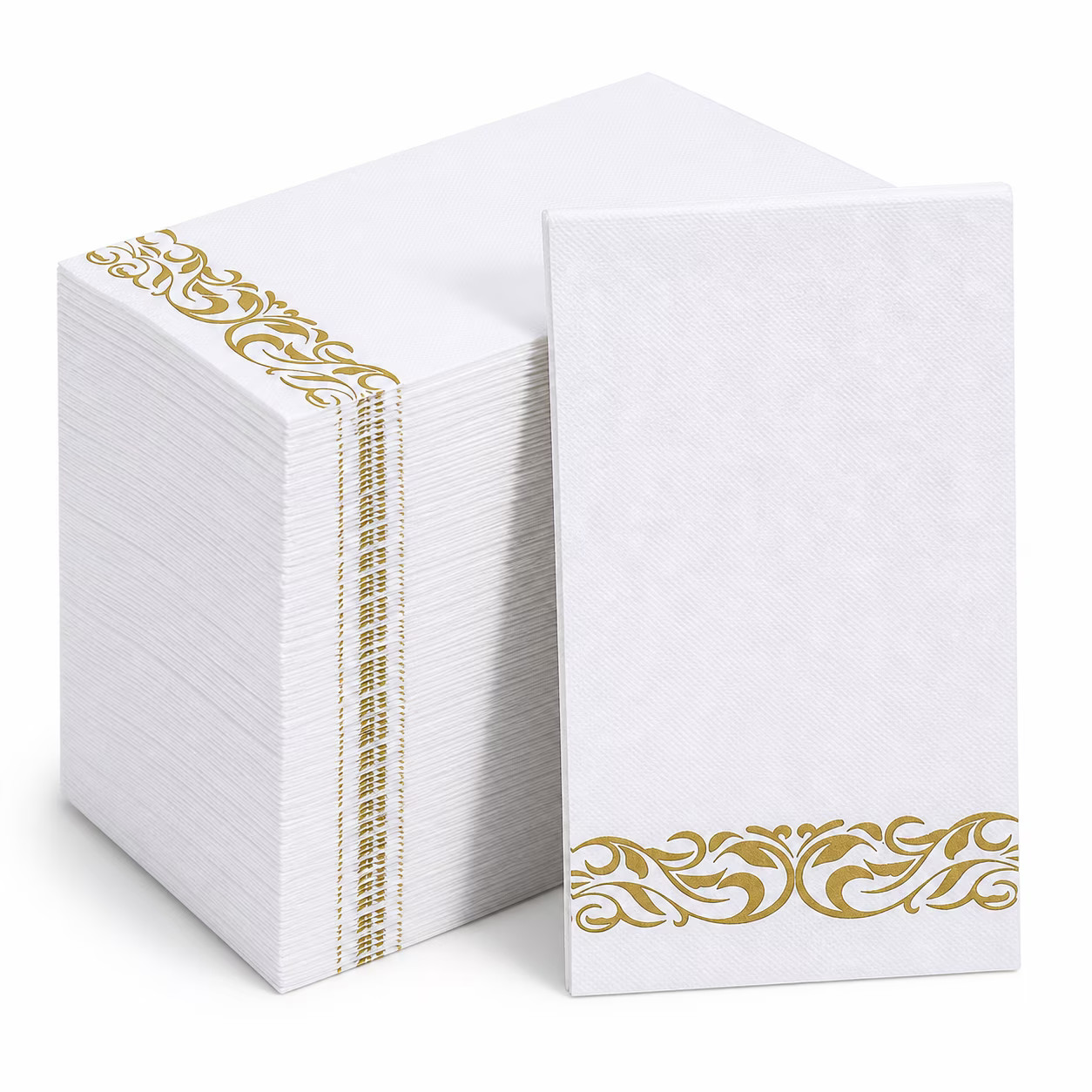 Brand New Sealed, JOLLY CHEF 100 Disposable Hand Towels, Dinner Napkins, Gold