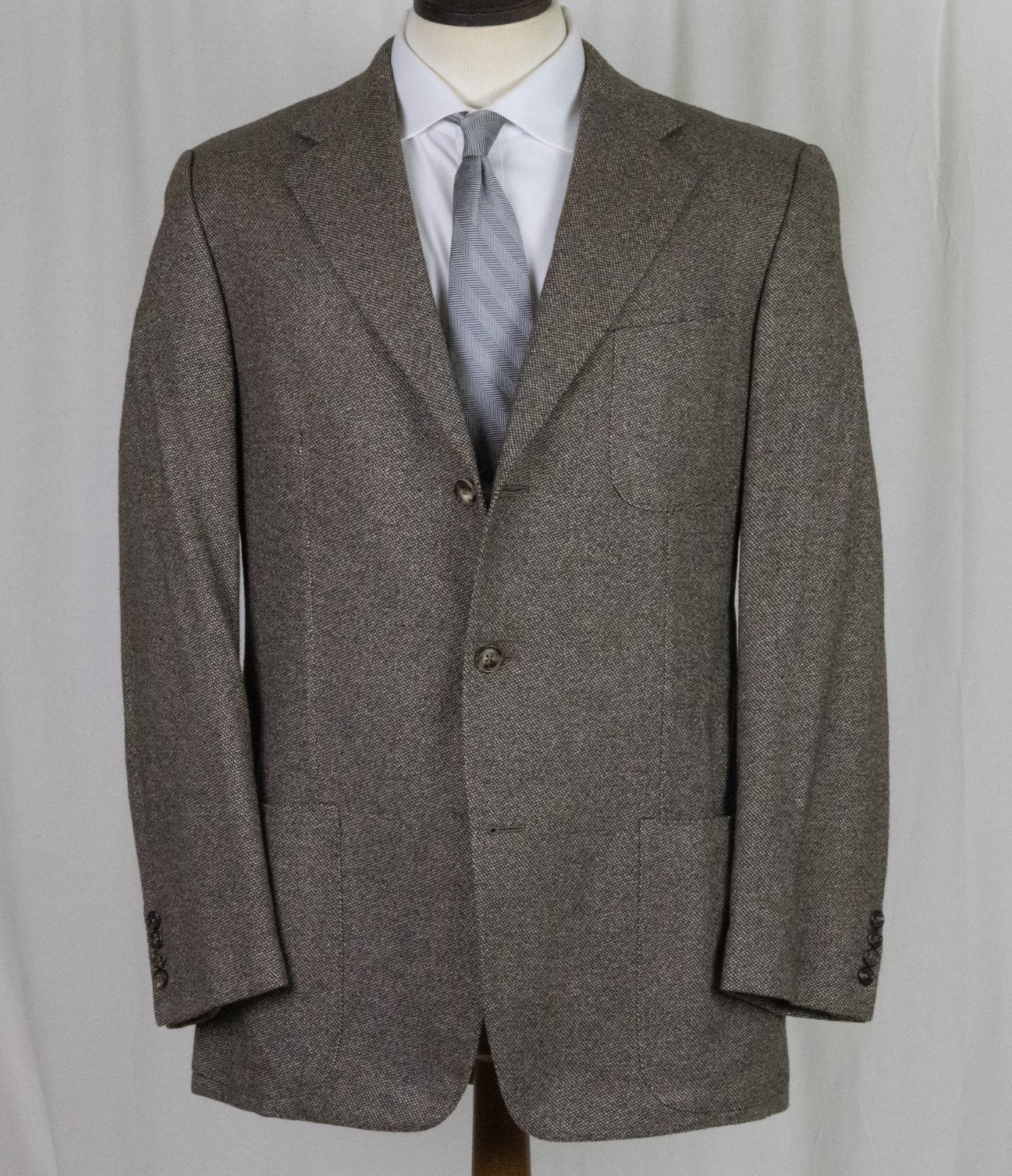 Minty Ermenegildo Zegna Silk & Cashmere Light Brown Boucle Coat Jacket Slim 42 L