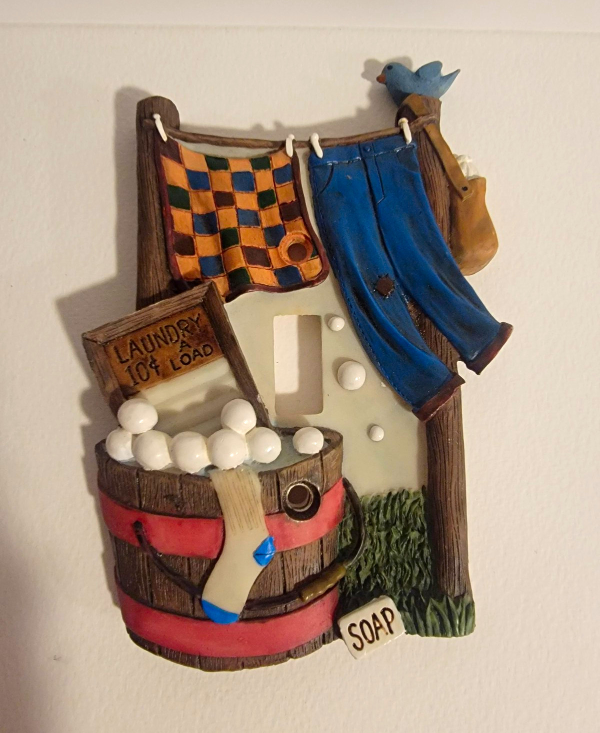 Vintage 1998 Tender Heart Treasures Resin Laundry Room Light Switch Plate Cover Vintage 1998 Tender Heart Treasures Resin Laundry Room Light Switch Plate Cover