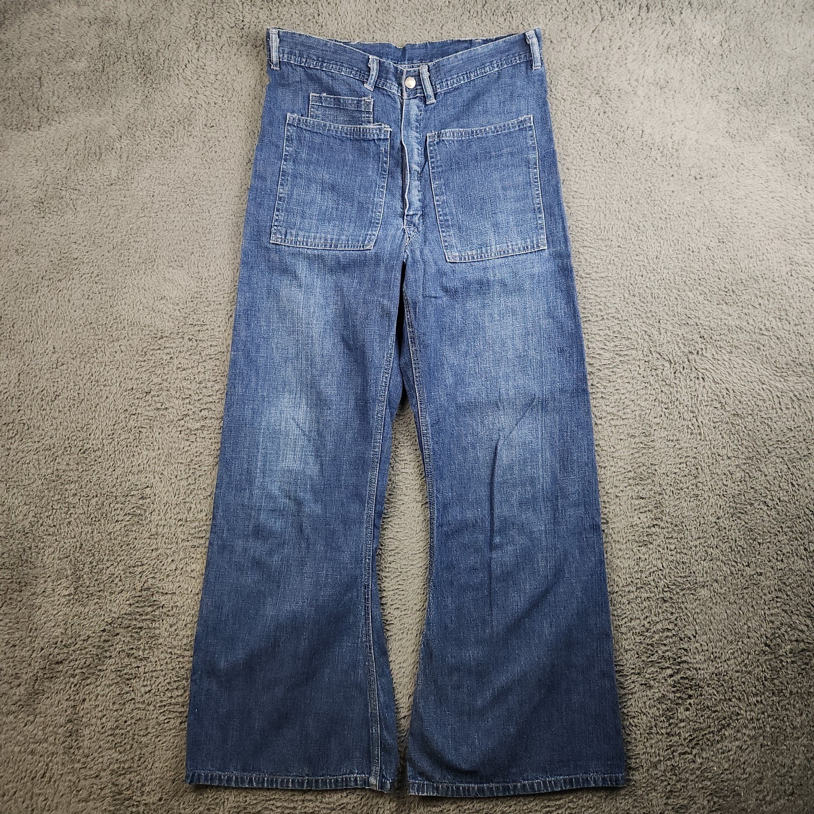 Vintage Dubble Ware Sanforized US Navy Bell Bottom Jeans 30x28 Union Made 40/50s