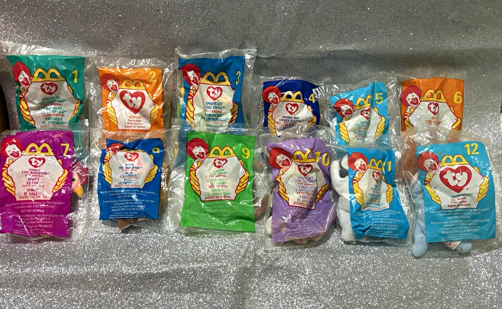 Ty Teenie Beanies McDonald's 1999 Set of 12 Sealed Mini Plush in Bags Ty Teenie Beanies McDonald's 1999 Set of 12 Sealed Mini Plush in Bags