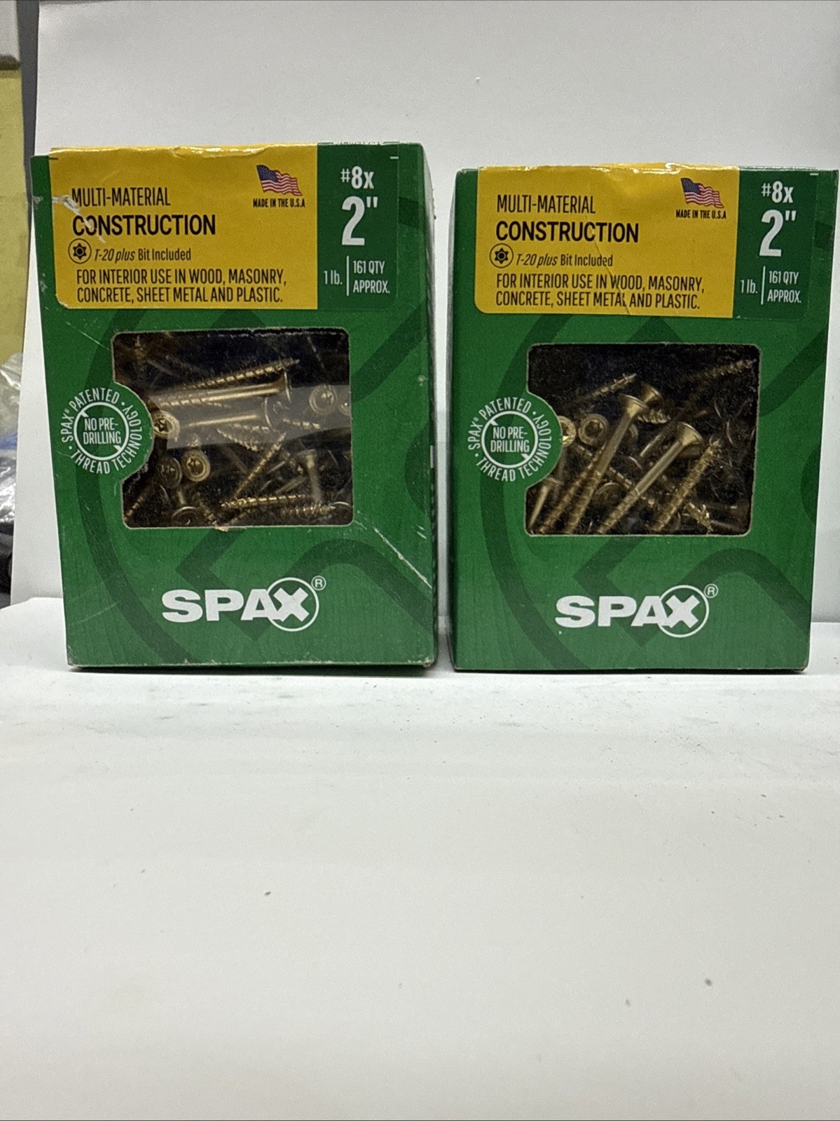 2 Box SPAX Multi Material Construction Flat Head Screws T-20 Plus 8 X 2in