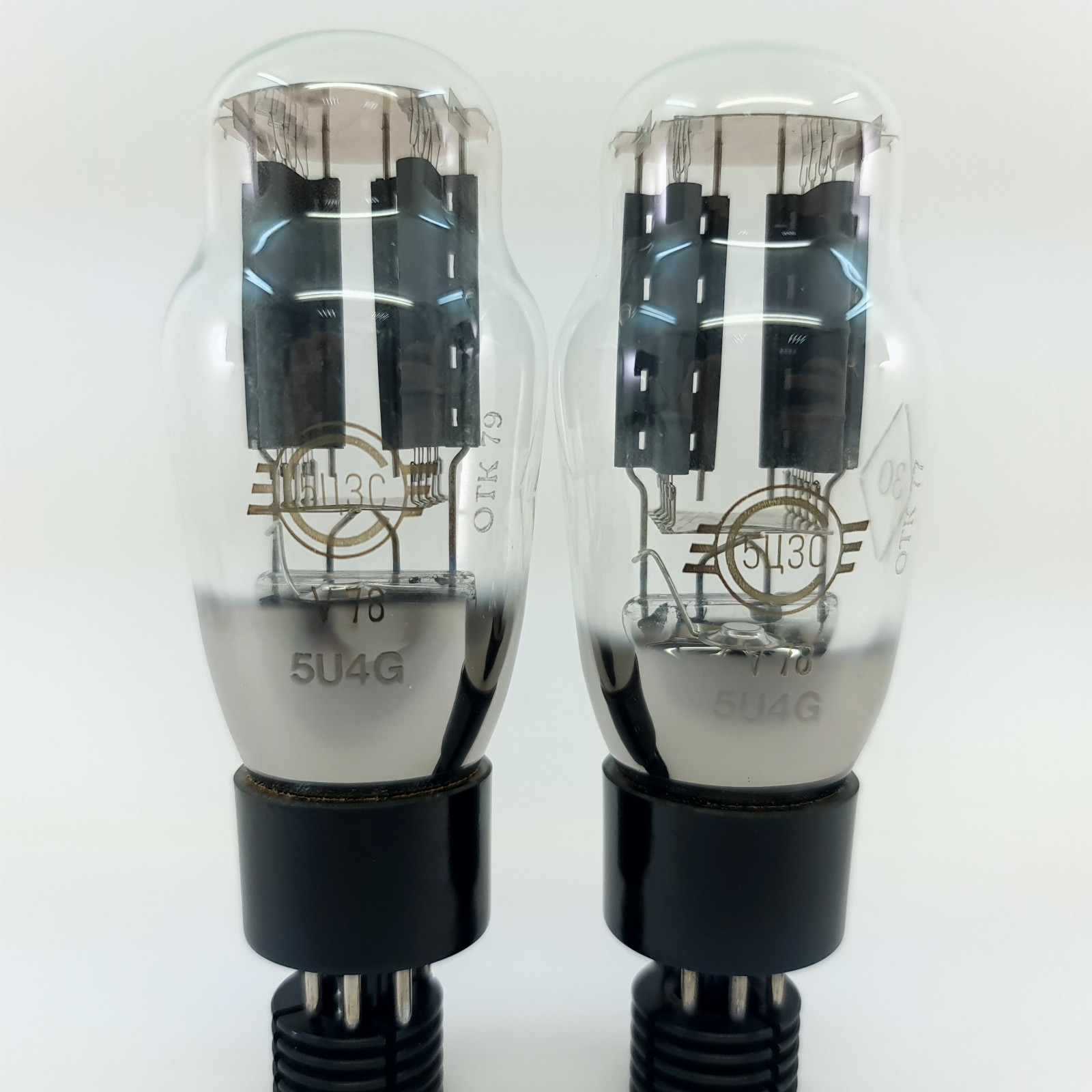 2 X 5U4G / 5Ц3С SVETLANA TUBE. 1970s PROD. INVERTED CUP GETTER. 20. CB402