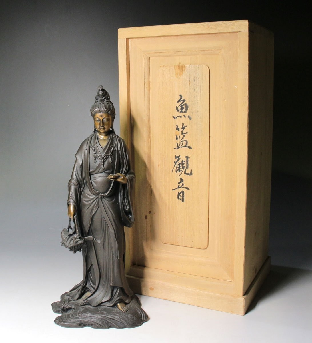 Rare Japanese antique (late 19thC) bronze Holy Kannon, Takamura Koun