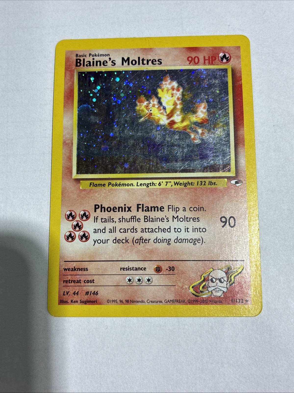 Blaine's Moltres (1/132 ) Holo Rare Gym Heroes Pokemon - SWIRL
