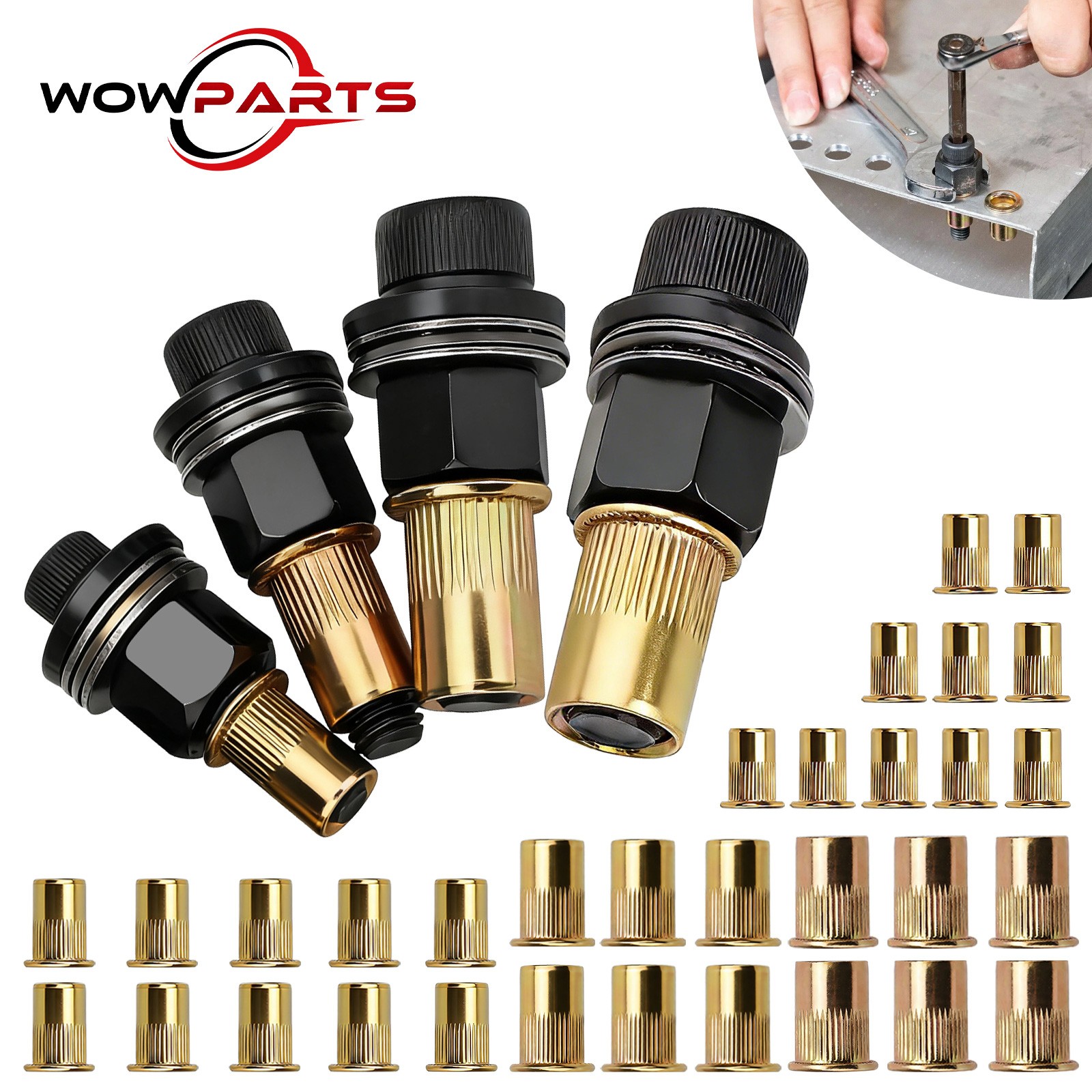36pcs Manual Rivet Nut Tool Adapter Carbon Steel Head Threaded Insert Rivnut Set