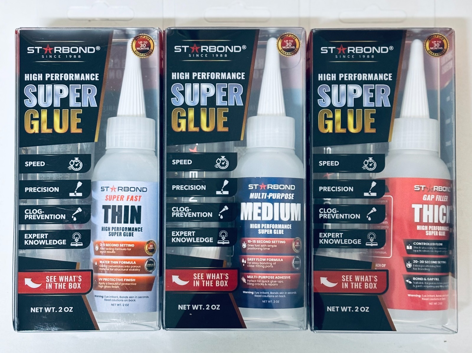 Starbond  High Performance Super Glue Thin, Medium, Thick 2 oz