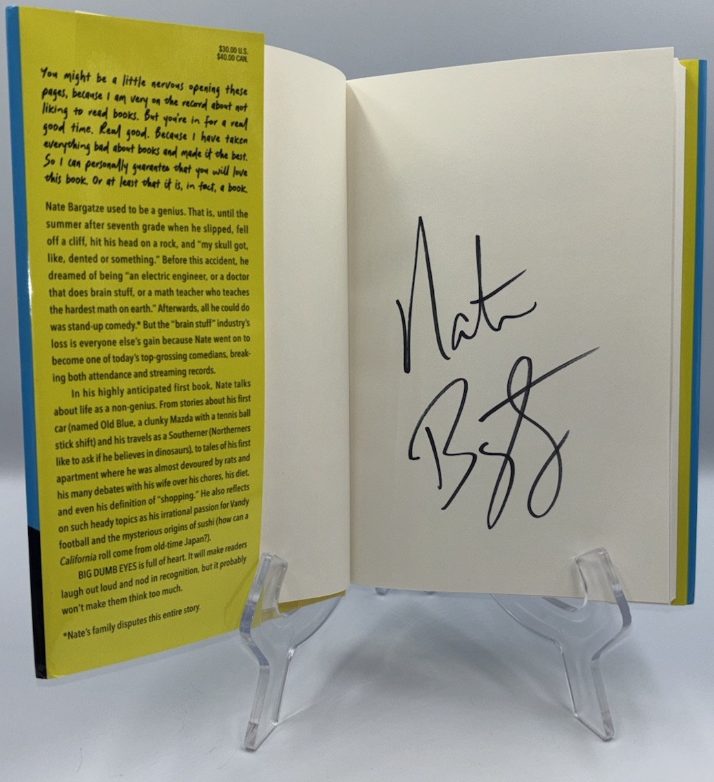 NATE BARGATZE BIG DUMB EYES COMEDY SIGNED AUTOGRAPHED HC BOOK NEW 2025 IN HAND 2