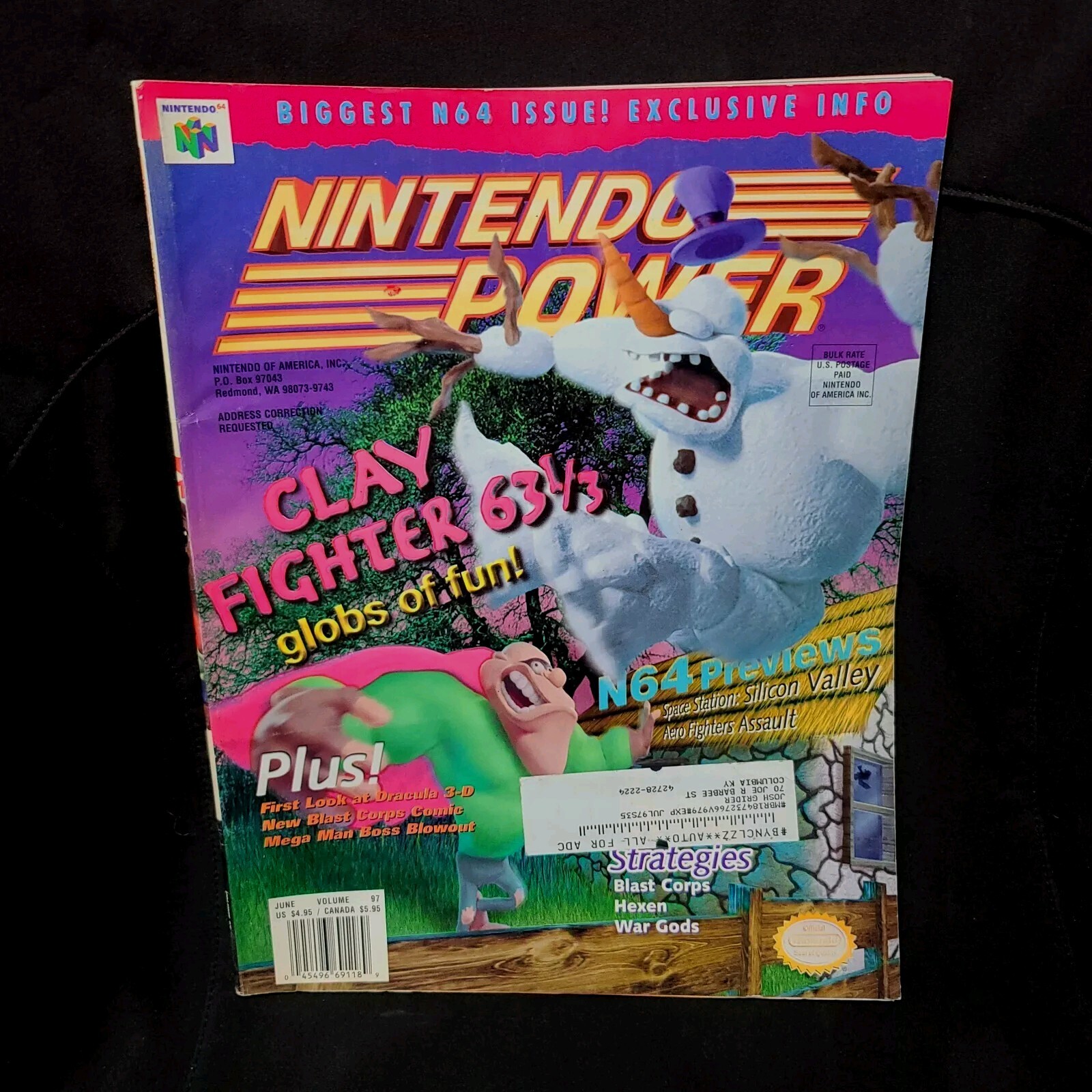 Vintage Magazine Nintendo Power 97 Clay Fighter 63 1/2 Inserts Starfox 64 Poster