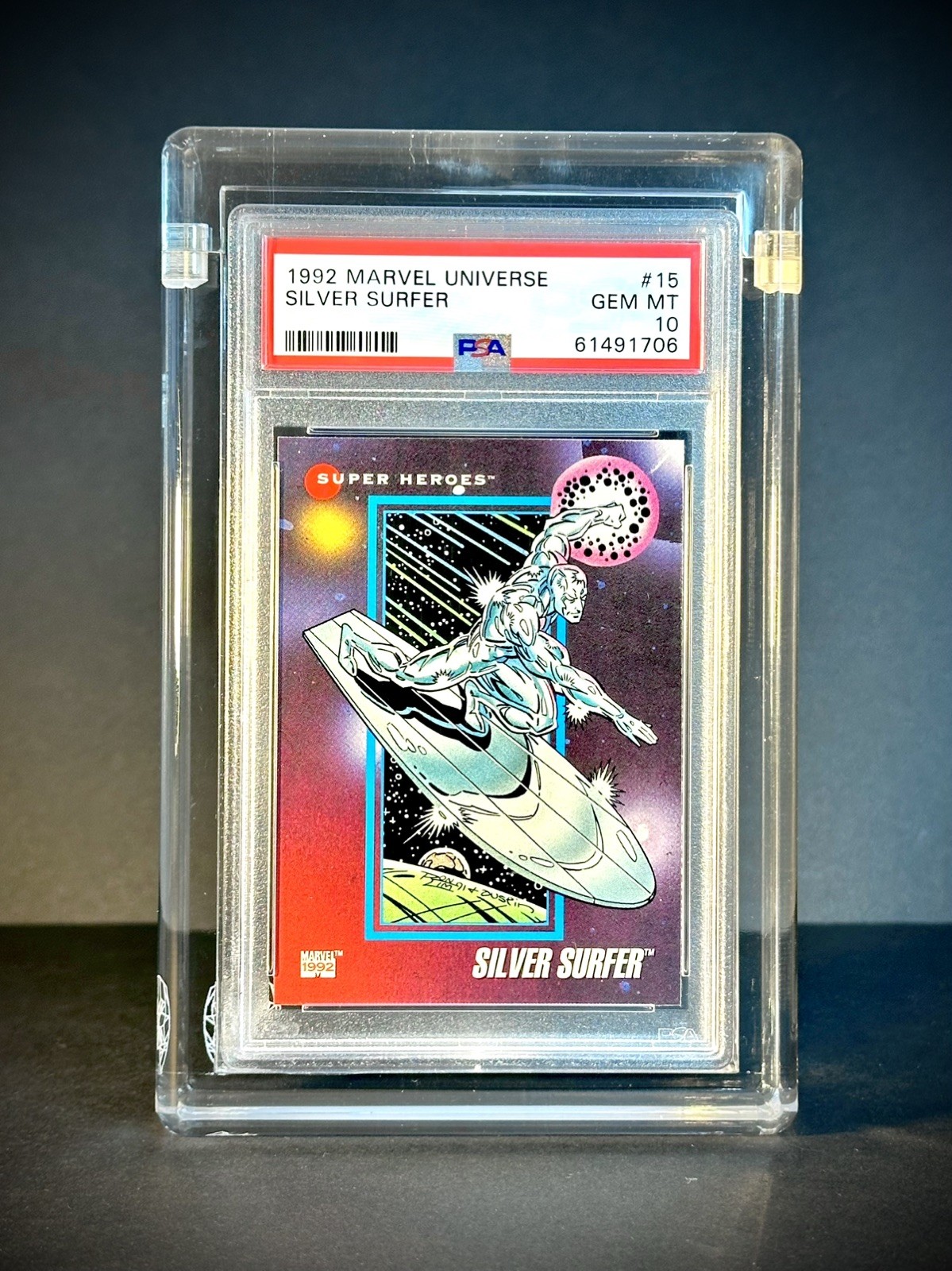 1992 Impel Marvel Universe SILVER SURFER #15 PSA 10 GEM No white edge defect