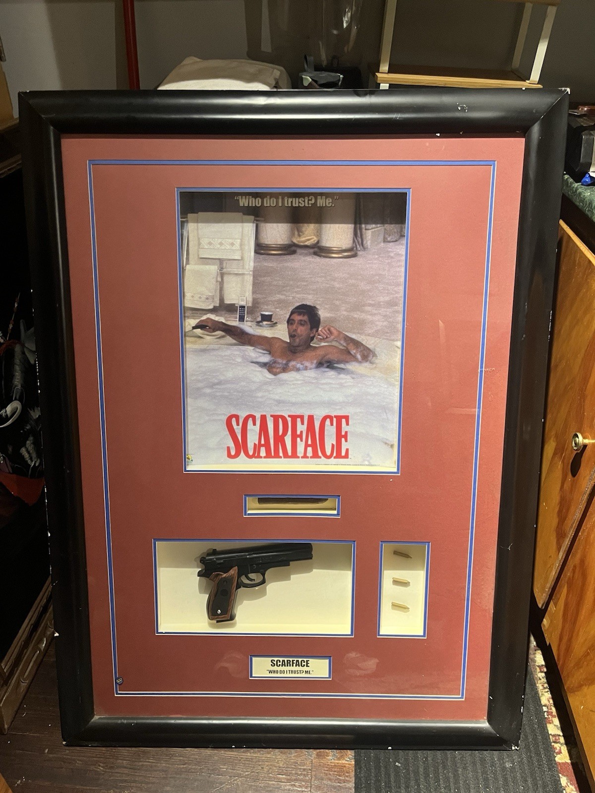 Rare Scarface Poster with Frame Tony Montana With Cigar and Gun
