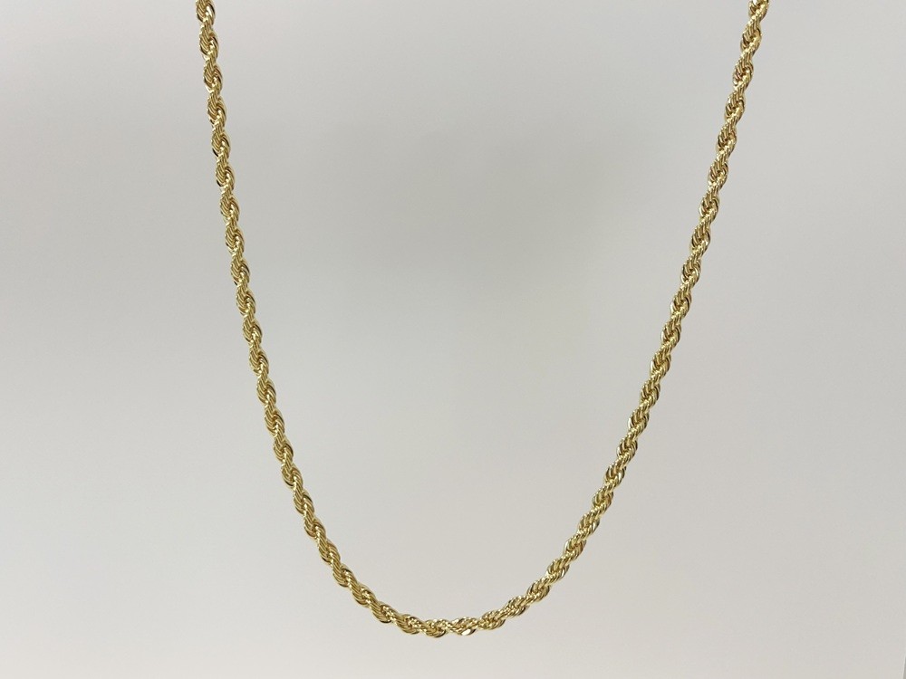 10K Yellow Gold SOLID Rope Chain Necklace Diamond Cut Real Gold 3mm 22inch 10K Yellow Gold SOLID Rope Chain Necklace Diamond Cut Real Gold 3mm 22inch