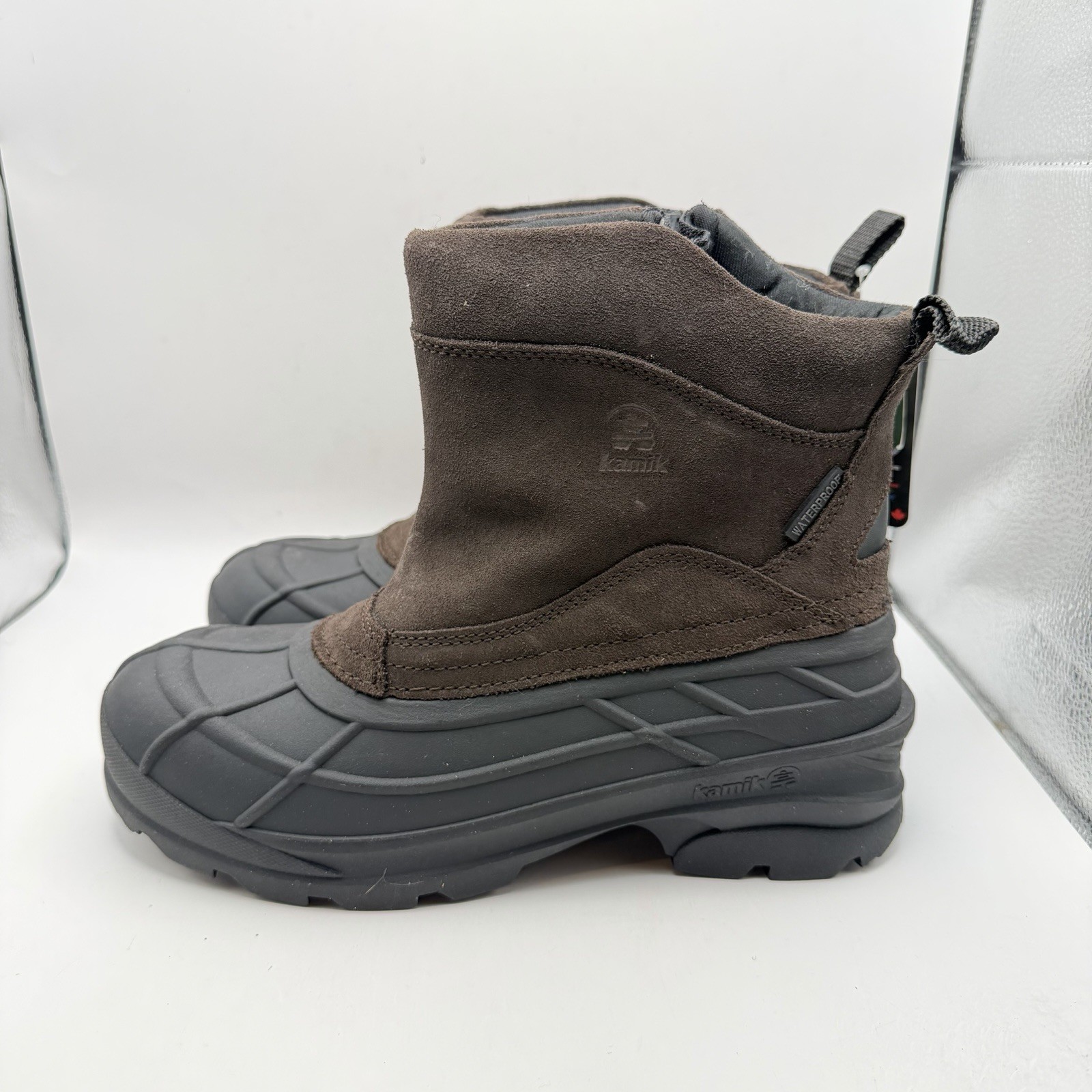NEW Kamik Champlain 3 Slip On Zip Waterproof Snow Boots Mens 9 EU 42 Brown