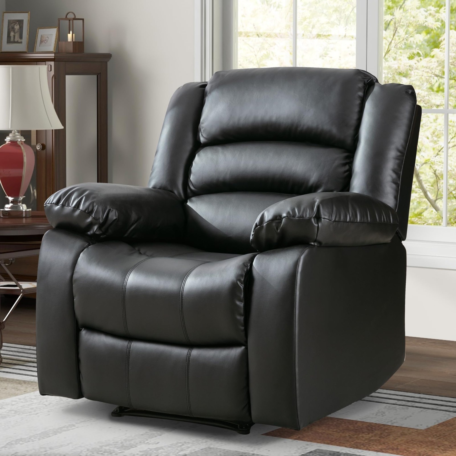 Canmov Manual Recliner Chair, Breathable PU Leather Reclining Single Sofa Chair Canmov Manual Recliner Chair, Breathable PU Leather Reclining Single Sofa Chair