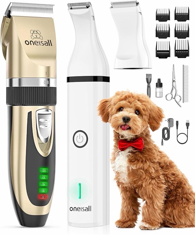 oneisall pet Clippers and Paw Trimmer Kit for Small Large Dogs Cats Low Noise