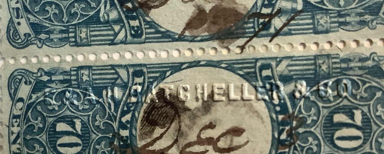 1871 EMBOSSED Pair US Revenue R117 70 Cent . C&A II CATCHELLER & CO 1871 EMBOSSED Pair US Revenue R117 70 Cent . C&A II CATCHELLER & CO