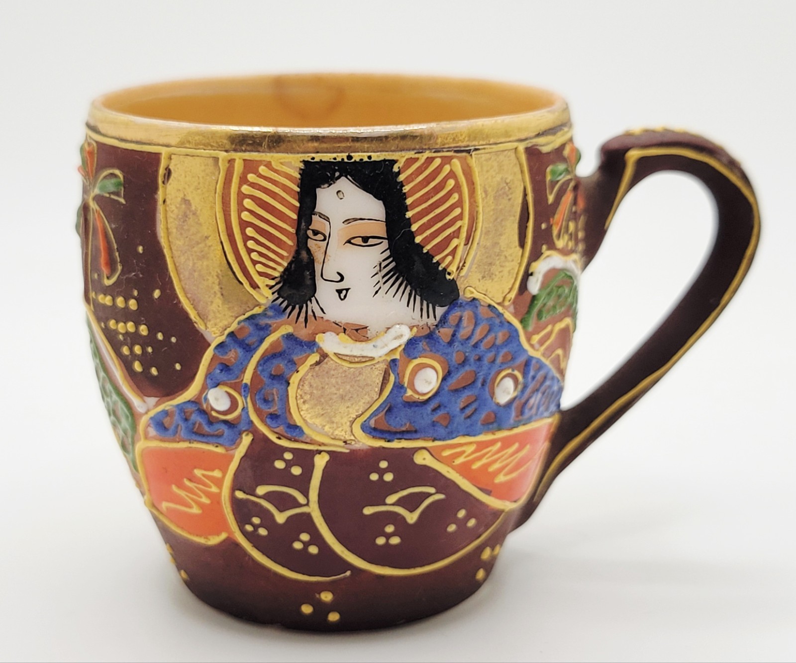 Antique 1900s-1920s Japanese Hand-Painted Moriage Porcelain Demitasse Cup 
