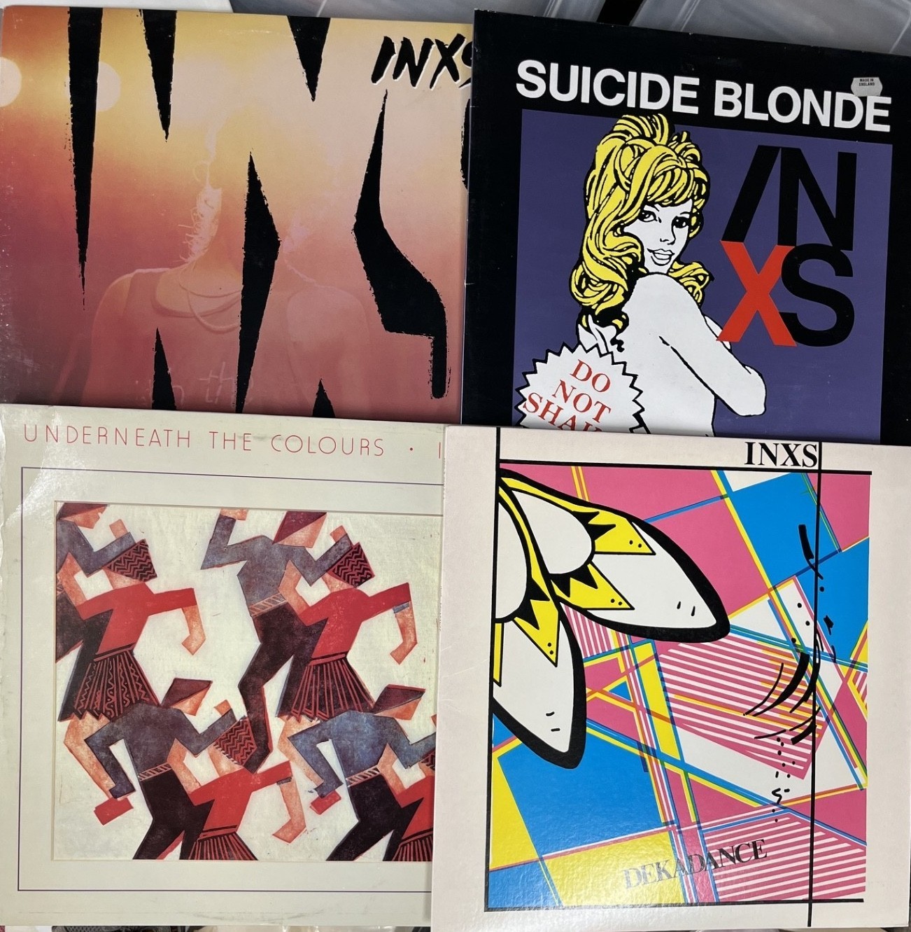 INXS VINYL LOT - UNDERNEATH THE COLOURS/DEKADANCE/SUICIDE BLONDE/LIKE THIEVES lp