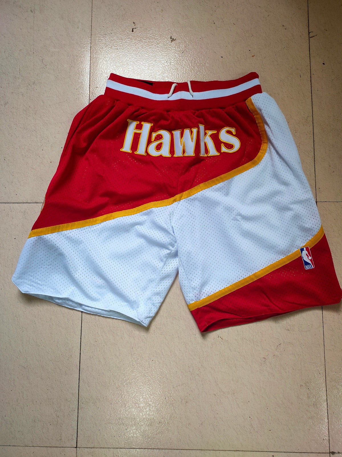 New Atlanta Hawks Men Red/White Pockets stitched Shorts Size US