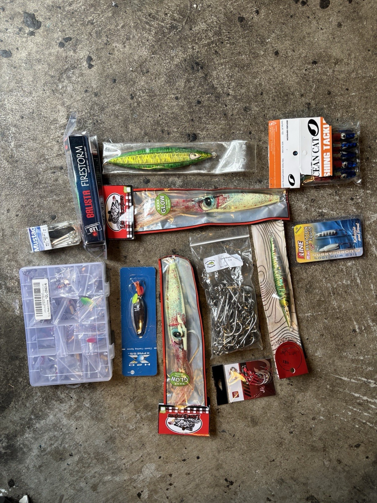 New Offshore Deep Drop Fishing Tackle Lot Lingcod Glow Jigs Squid Hooks Lures