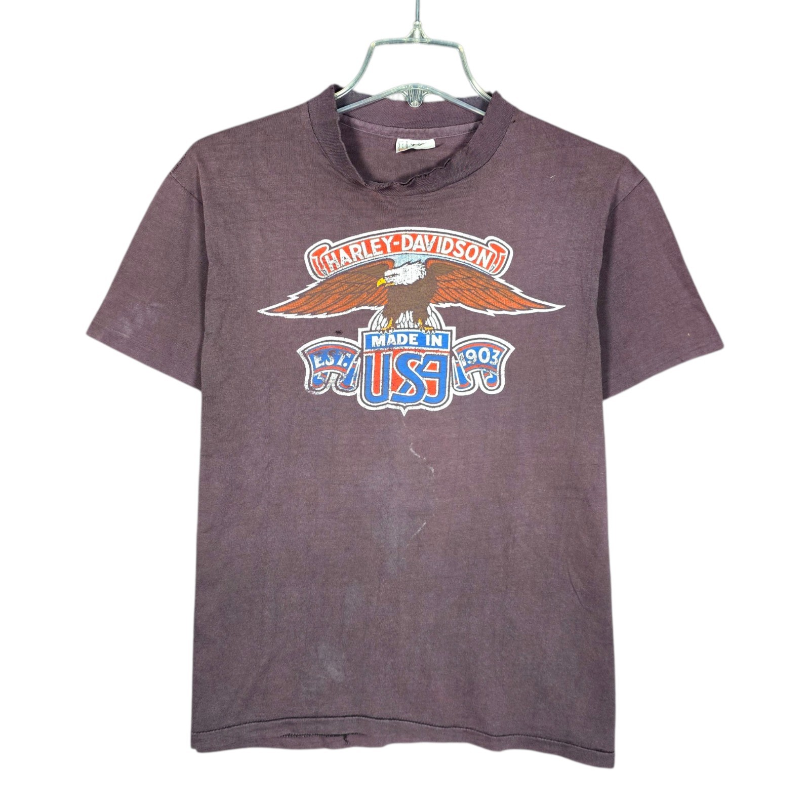 VTG 80s Harley Davidson T-Shirt Mens Medium Made In USA Eagle Faded Distressed VTG 80s Harley Davidson T-Shirt Mens Medium Made In USA Eagle Faded Distressed
