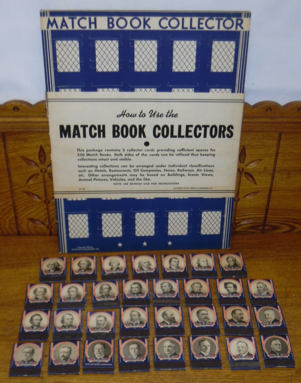 Vintage 1939 Whitman Publishing Matchbook Collector US Presidents Set +  Extra