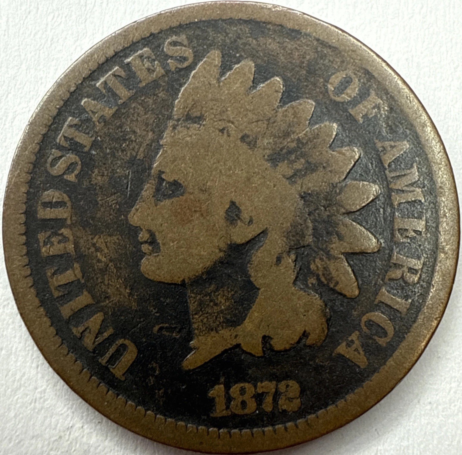 1872 Indian Head Cent Exact Coin Imaged #IND2332