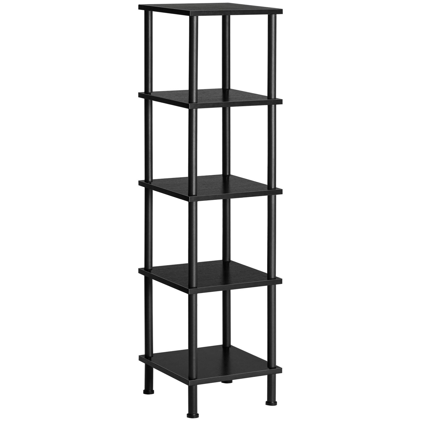HOOBRO 5-Tier Corner Shelf Stand, Corner Square Rack Display Shelf, Tall Storage