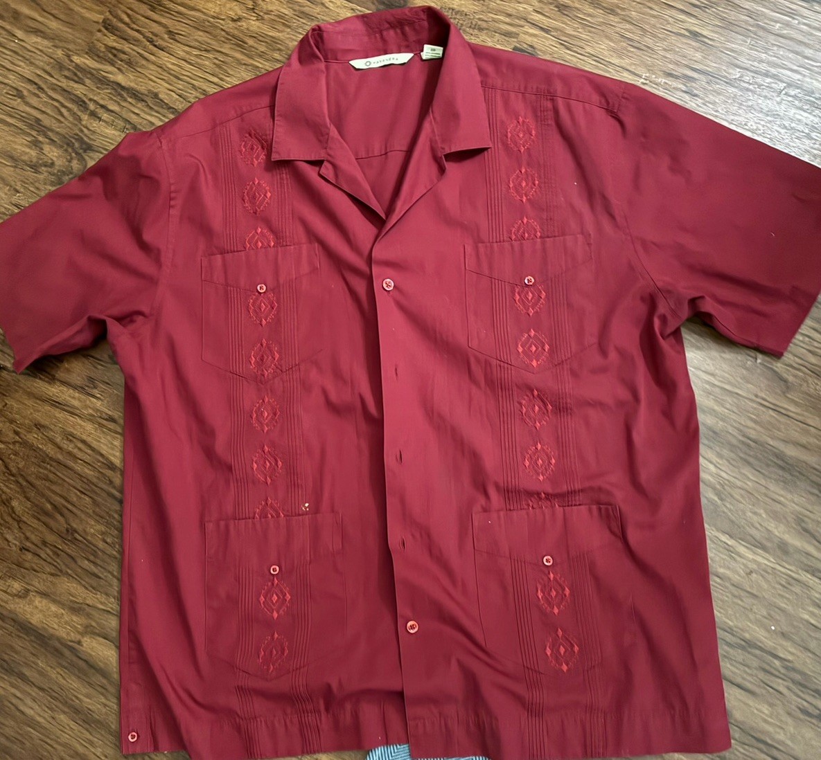 Havanera Co. - Mens Size XL - Burgundy / Dark Red Button Up Shirt - Textured