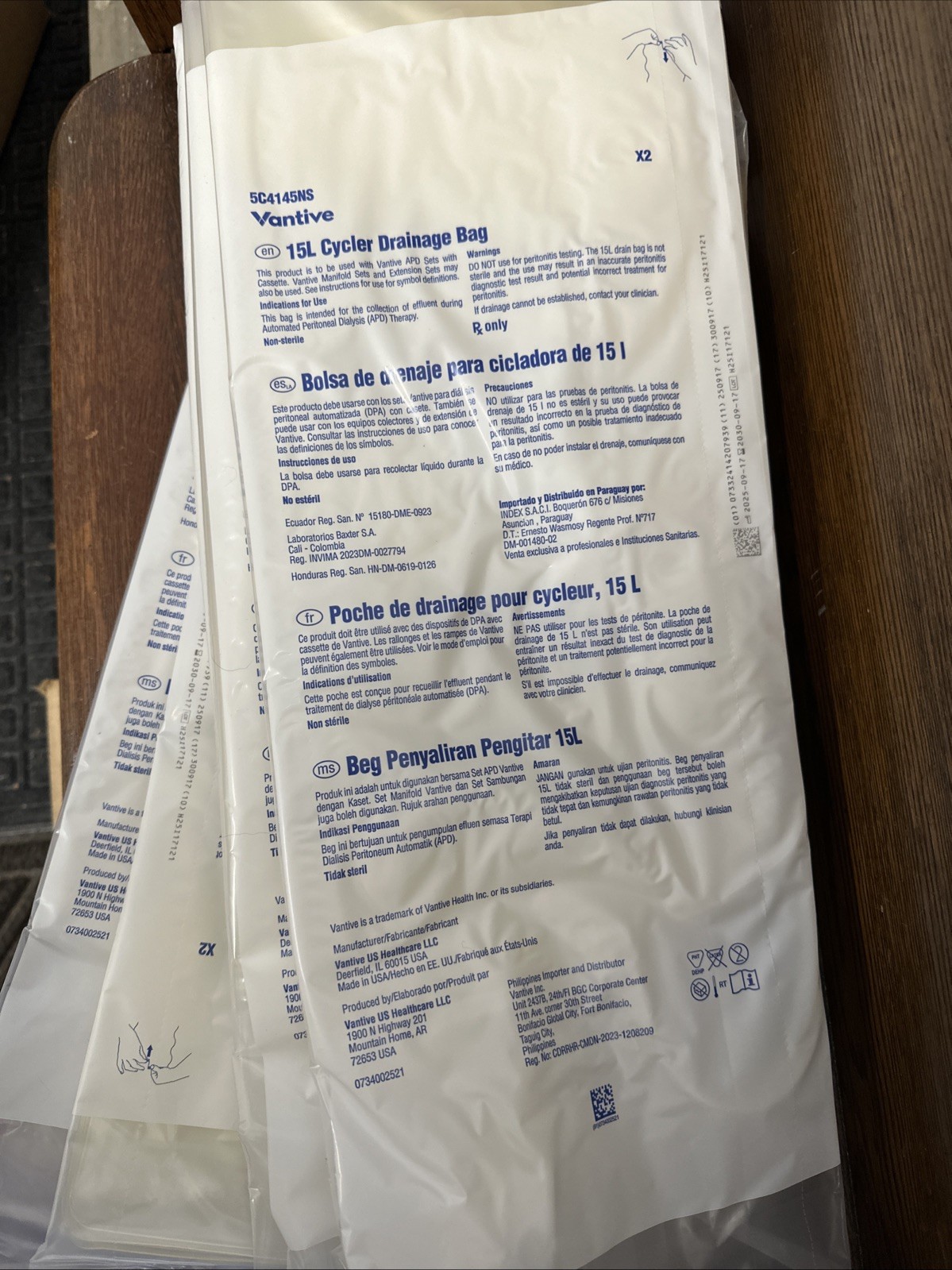 10 Bags B5C4145NS BAXTER  15L CYCLER DRAINAGE BAG Dialysis 2030 Expiration