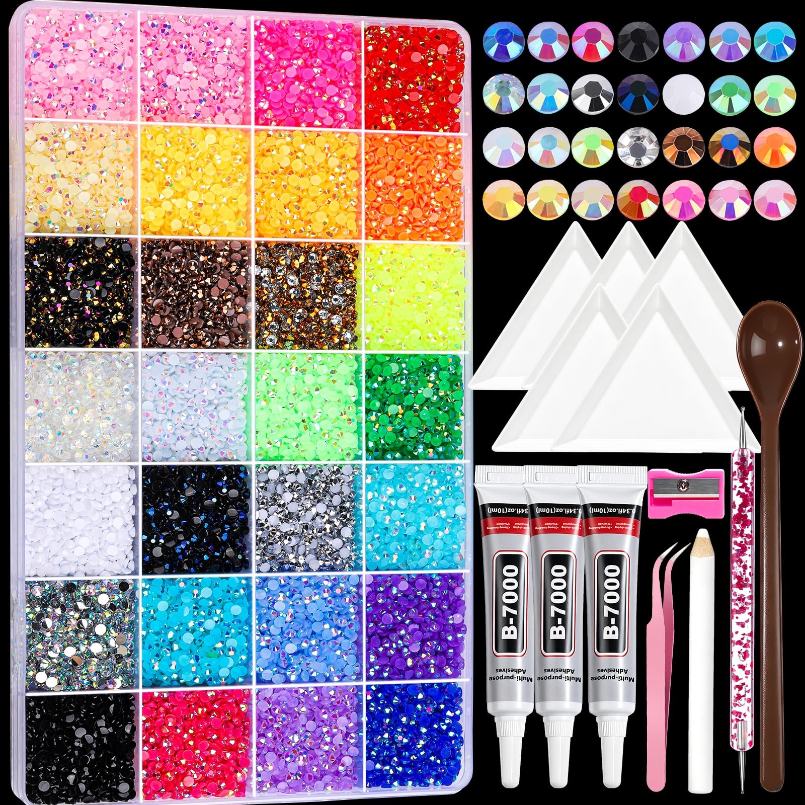 Bedazzling Kit 28 Colors Rhinestones Kit, 30000Pcs Flatback Rhinestones Bedazzling Kit 28 Colors Rhinestones Kit, 30000Pcs Flatback Rhinestones