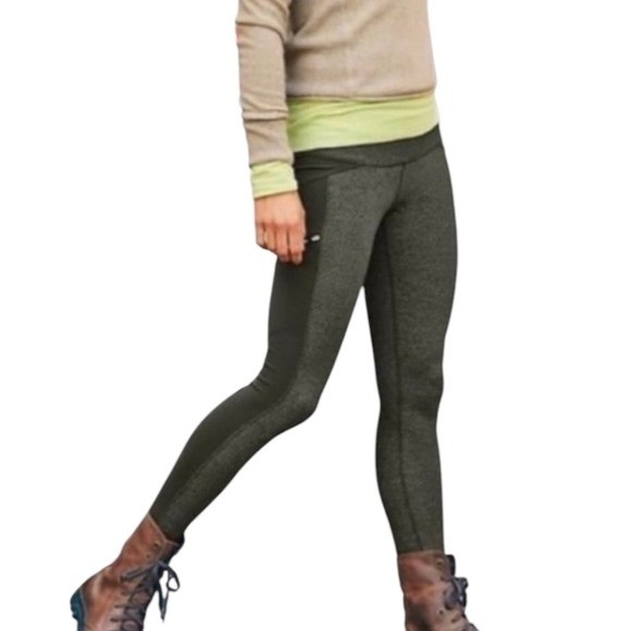 Athleta Womens Dark Green Green Criss Cross Drifter Tights Size M