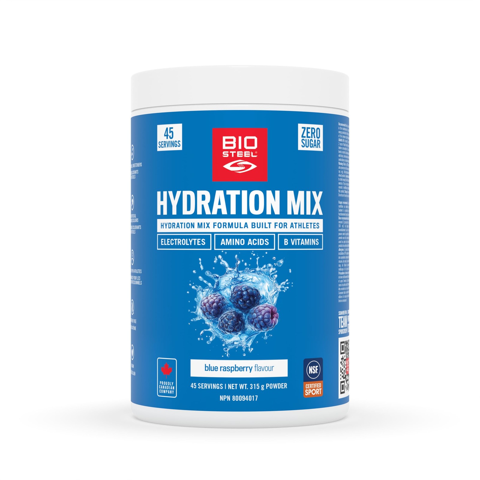 BioSteel Zero Sugar Hydration Mix Blue Raspberry 45 Servings BioSteel Zero Sugar Hydration Mix Blue Raspberry 45 Servings