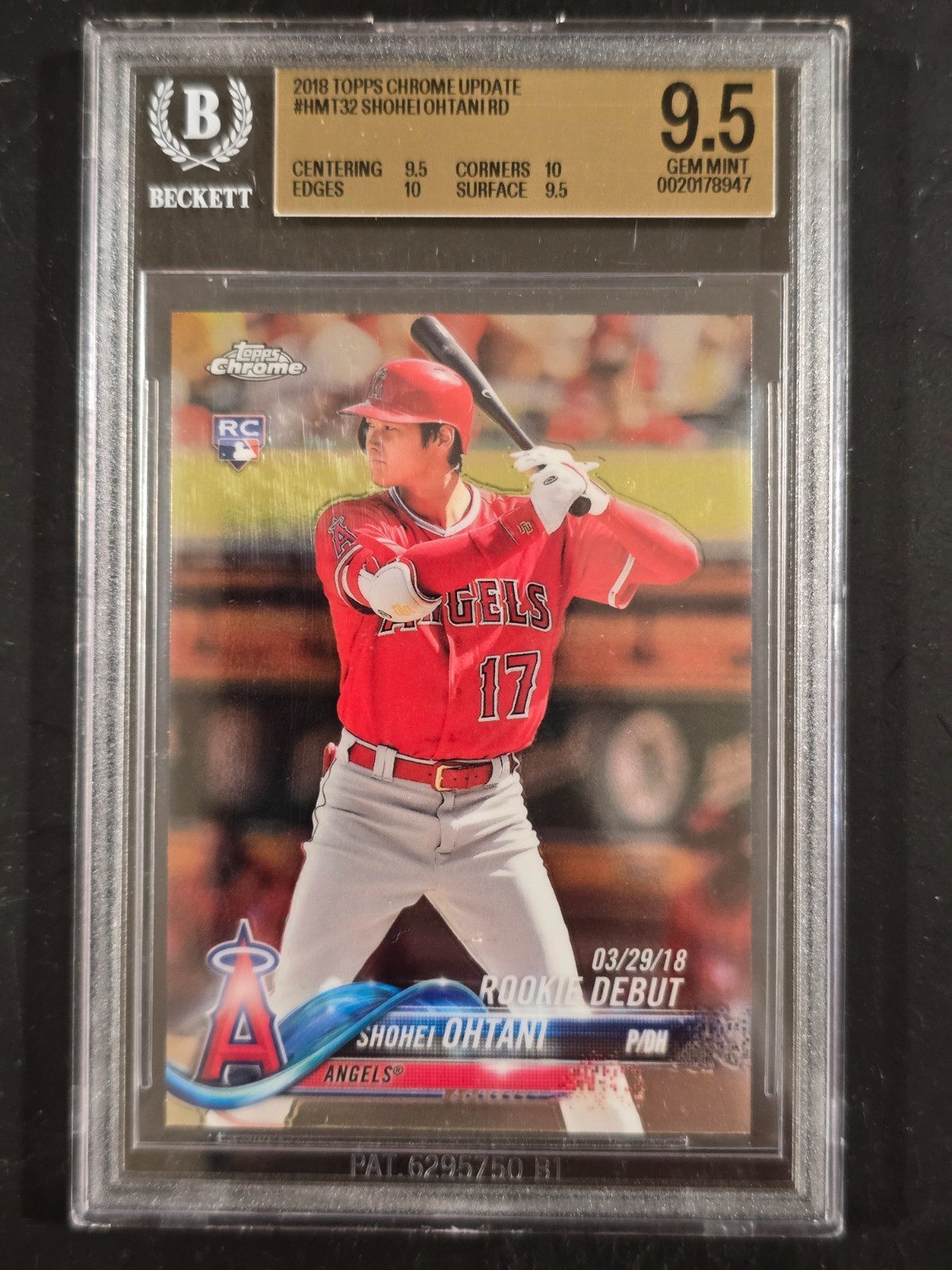 🔥 2018 TOPPS CHROME UPDATE SHOHEI OHTANI #HMT32 ROOKIE GEM MINT BGS 9.5 w/ 2 10