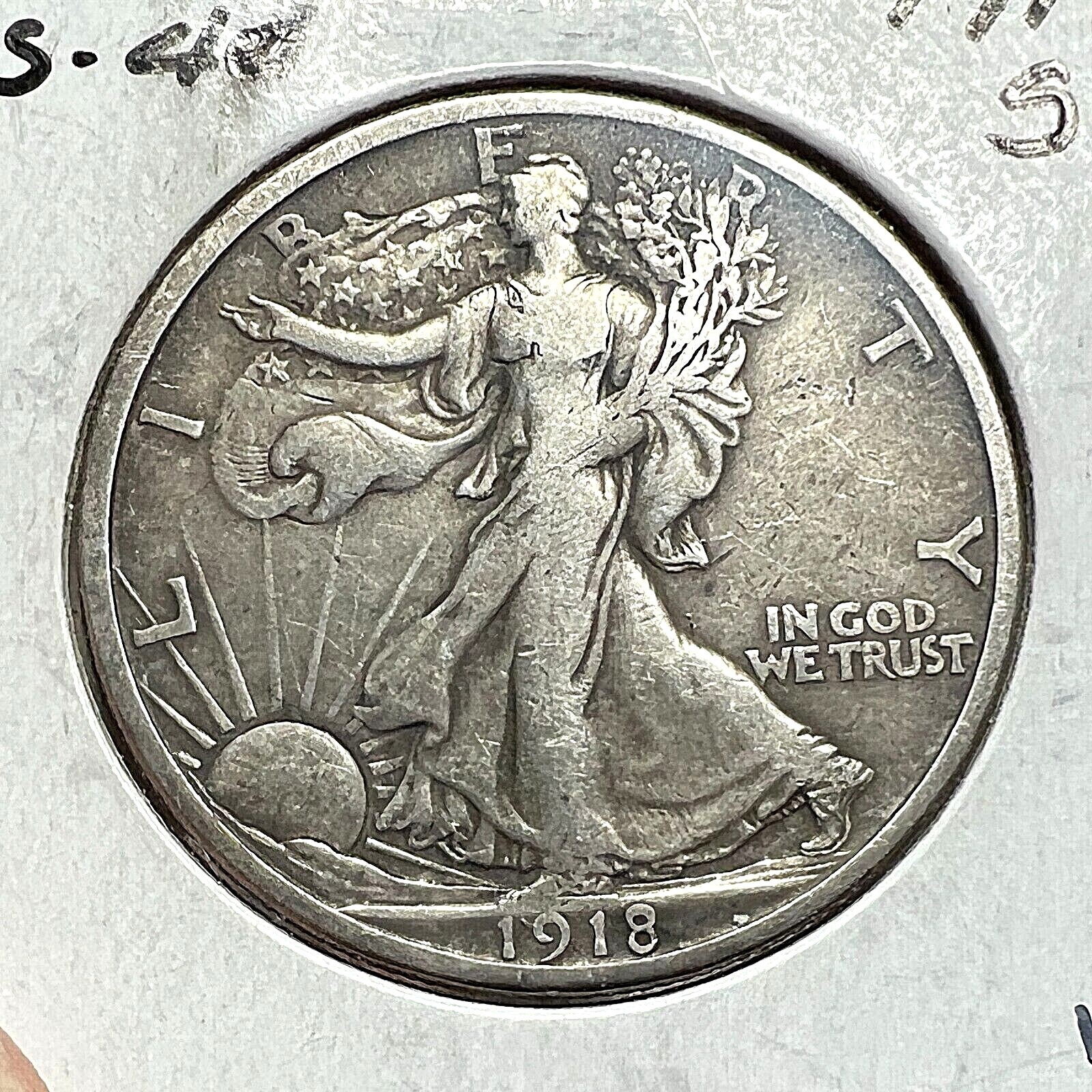 1918-S  WALKING LIBERTY SILVER HALF DOLLAR HIGH GRADE COIN